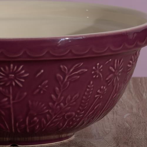 Embossed Floral Daisy Ceramic Mixing Bowl — photo 4