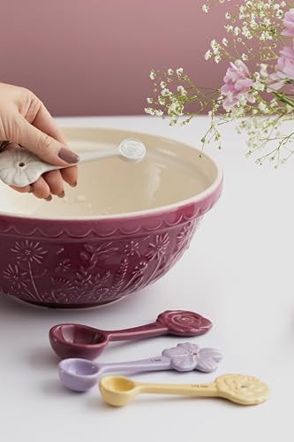 Embossed Floral Daisy Ceramic Mixing Bowl — photo 5