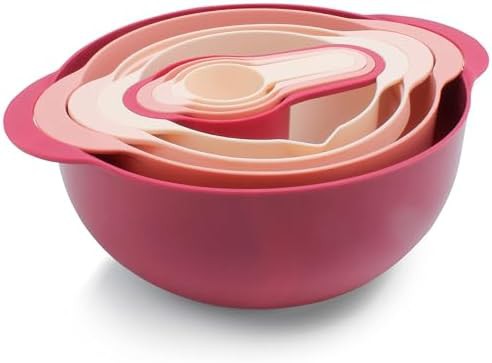 Rose pink nesting bowl and colander set
