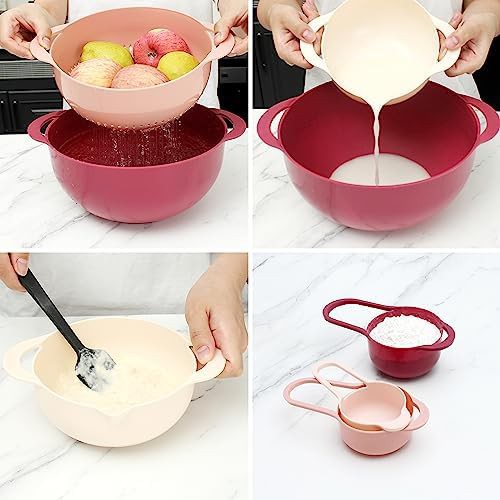 Rose pink nesting bowl and colander set — photo 5