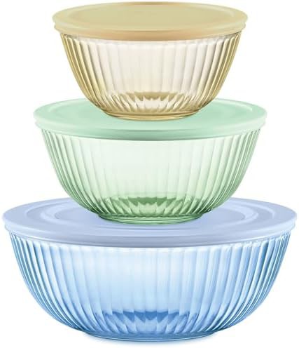 Full Set Sculpted Tinted Glass Mixing Bowls