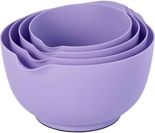 Purple plastic nesting mixing bowls set