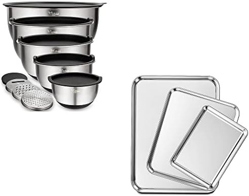 Mixing Bowls with Graters and Baking Sheets