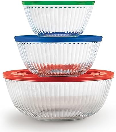 Sculpted Glass Six Piece Mixing Set with Lids
