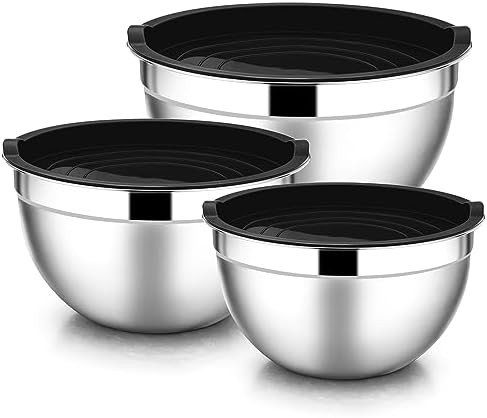 Six piece stainless steel salad bowls