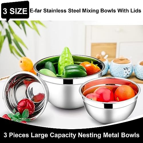Six piece stainless steel salad bowls — photo 3