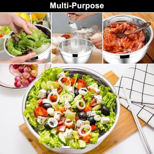 Six piece stainless steel salad bowls — photo 4
