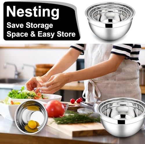 Six piece stainless steel salad bowls — photo 5
