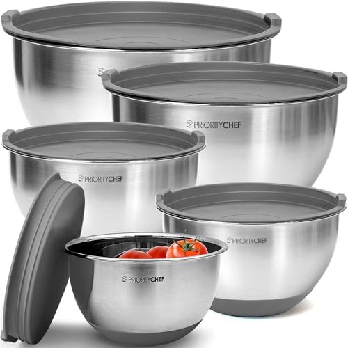 Thick stainless steel nesting bowls with lids