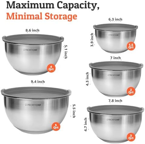 Thick stainless steel nesting bowls with lids — photo 3