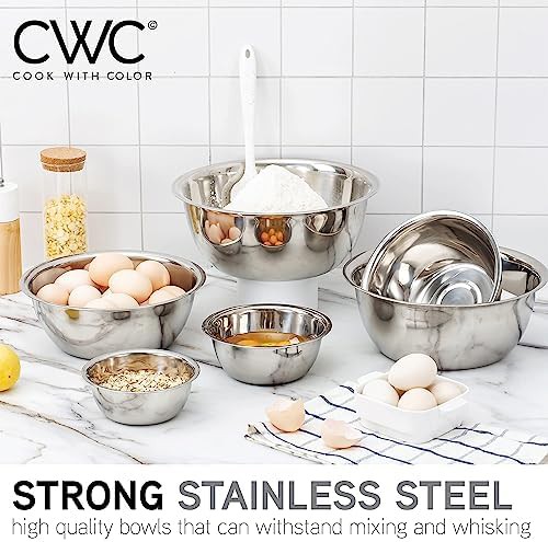 Silver stainless steel flat base mixing bowl — photo 3
