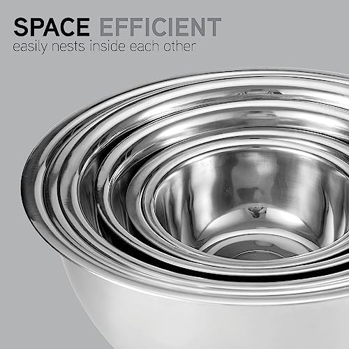 Silver stainless steel flat base mixing bowl — photo 4