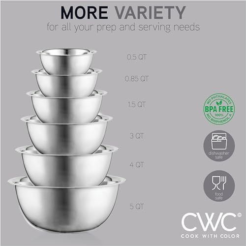 Silver stainless steel flat base mixing bowl — photo 5