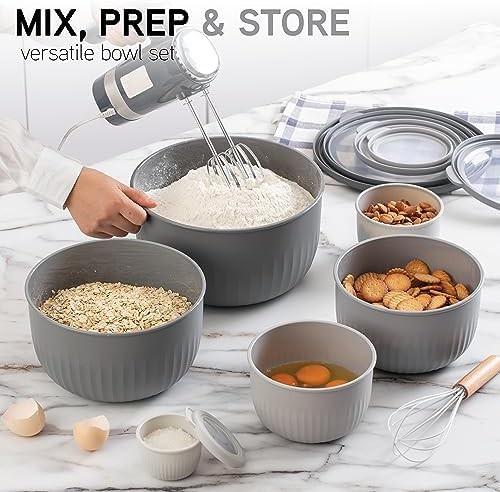 Gray deep anti-flying plastic mixing bowl set — photo 5