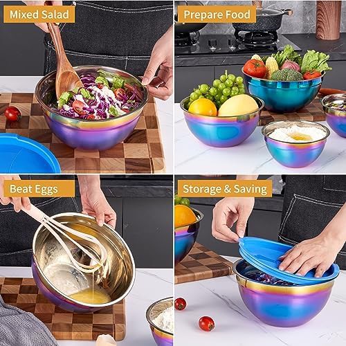 Rainbow stainless steel nesting bowls with lids — photo 4