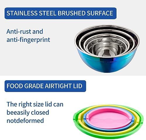 Rainbow stainless steel nesting bowls with lids — photo 5