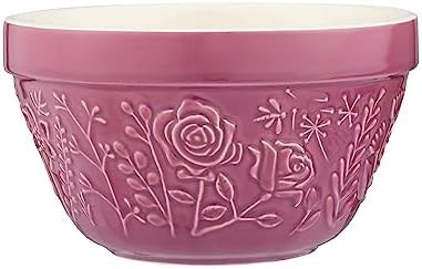 Embossed Floral Ceramic Pudding Basin Bowl