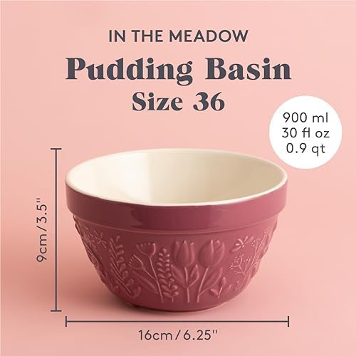 Embossed Floral Ceramic Pudding Basin Bowl — photo 3