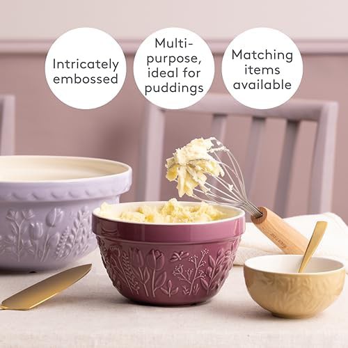 Embossed Floral Ceramic Pudding Basin Bowl — photo 4
