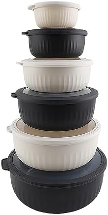 Speckled black wide nesting mixing bowl set