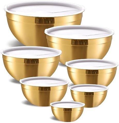 Gold stainless steel nesting bowls set of 7