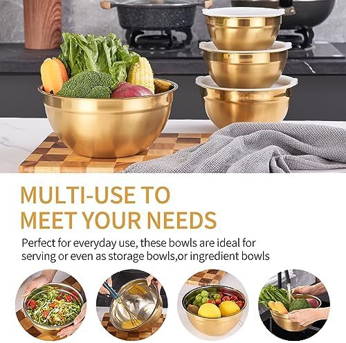Gold stainless steel nesting bowls set of 7 — photo 3