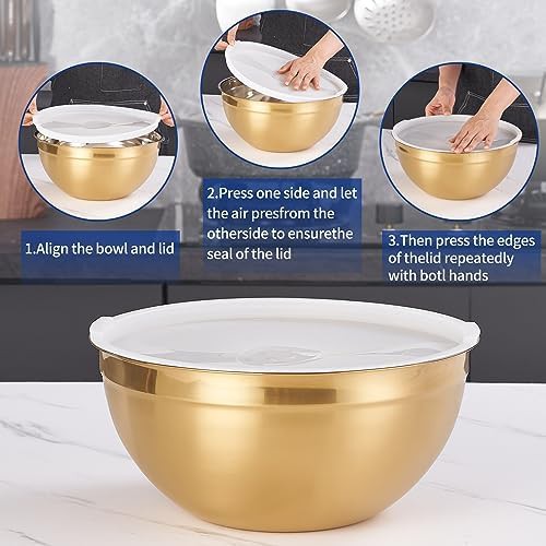 Gold stainless steel nesting bowls set of 7 — photo 4