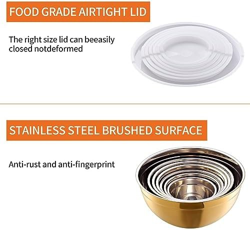 Gold stainless steel nesting bowls set of 7 — photo 5