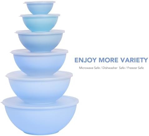 Pale blue nesting bowls with airtight lids — photo 3