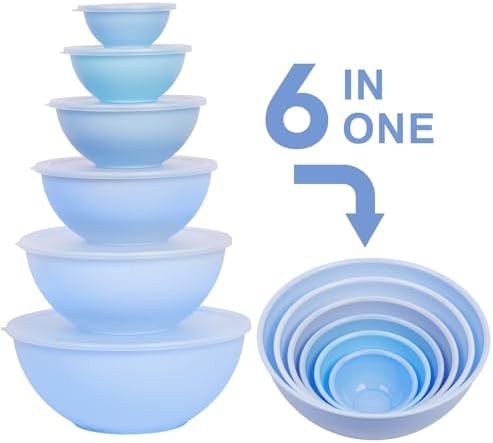 Pale blue nesting bowls with airtight lids — photo 4