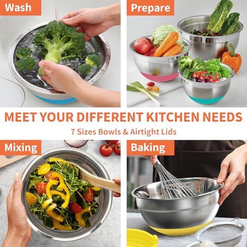 Nesting stainless bowls with silicone bottoms — photo 4