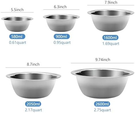 Nesting stainless steel whisking and mixing bowls — photo 4