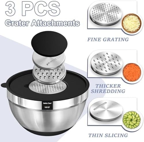 Black Stainless Steel Bowls with Grater Attachments — photo 3