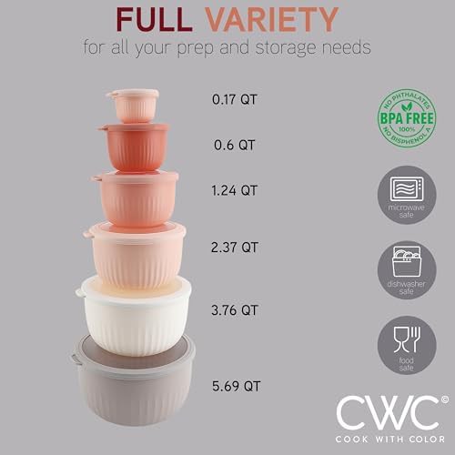Grey pink plastic prep mixing bowl set — photo 3