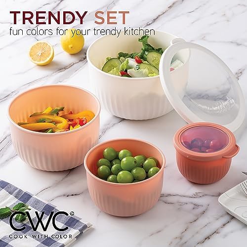 Grey pink plastic prep mixing bowl set — photo 4