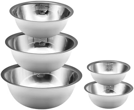 Stainless steel nesting five piece bowl set