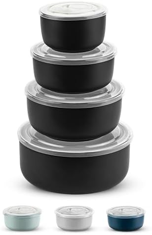 Black ceramic nesting prep and serving bowls