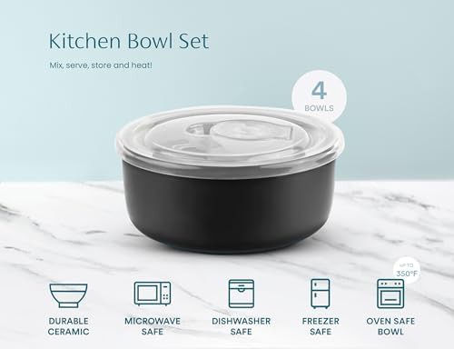 Black ceramic nesting prep and serving bowls — photo 5