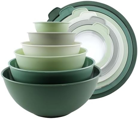 Sage plastic mixing bowl set with tritan lids