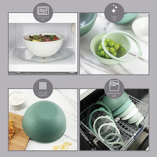 Sage plastic mixing bowl set with tritan lids — photo 4