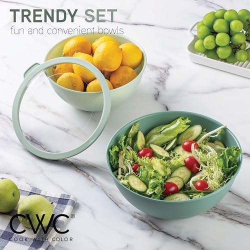 Sage plastic mixing bowl set with tritan lids — photo 5