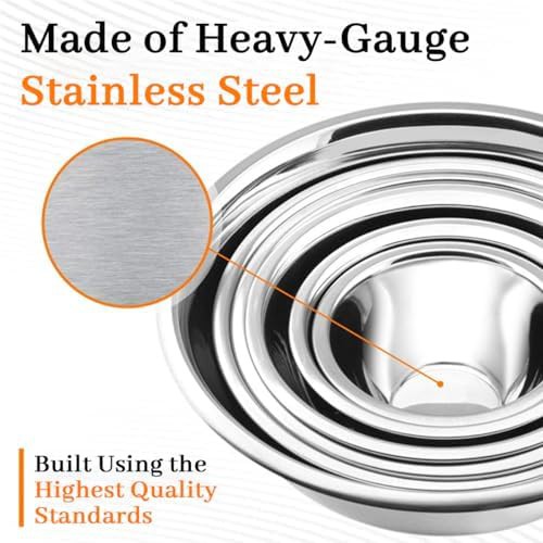 Stainless steel stackable kitchen mixing bowls — photo 3