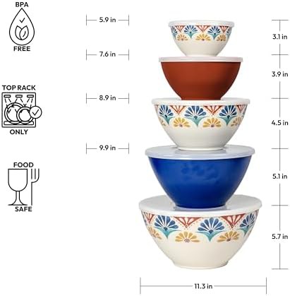 Rio medallion stackable melamine bowls with lids — photo 3