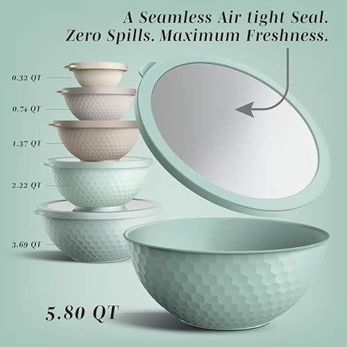 Mint embossed plastic nesting mixing bowl set — photo 3
