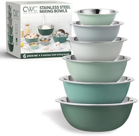 Green stainless steel nesting mixing bowl set