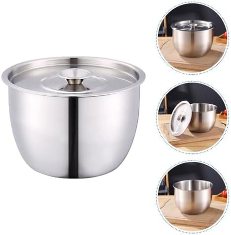 Deep stainless steel egg mixing bowl with lid — photo 3