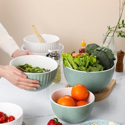 Avocado green ceramic nesting three piece set — photo 4