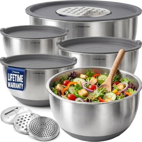 Stainless steel mixing bowls with grater attachments