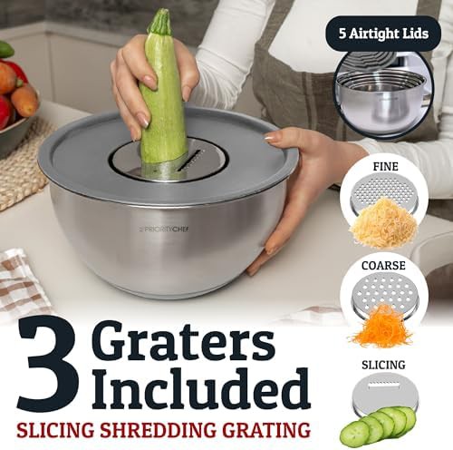 Stainless steel mixing bowls with grater attachments — photo 3