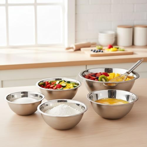 Stainless steel 5-piece mixing bowl set — photo 3